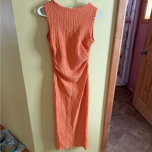 See You Monday Orange Textured Sleeveless Maxi Dress